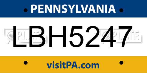 LBH5247 Pennsylvania License Plate