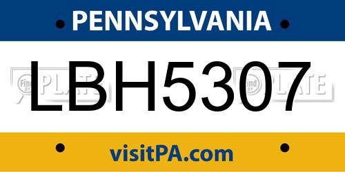 LBH5307 Pennsylvania License Plate