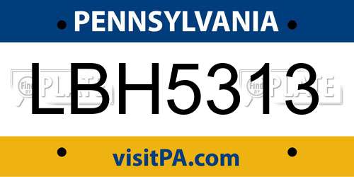 LBH5313 Pennsylvania License Plate