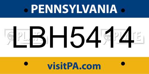 LBH5414 Pennsylvania License Plate