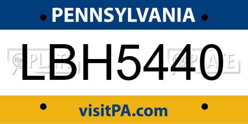 LBH5440 Pennsylvania License Plate