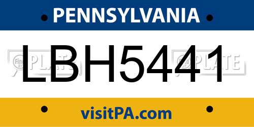 LBH5441 Pennsylvania License Plate
