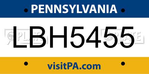 LBH5455 Pennsylvania License Plate