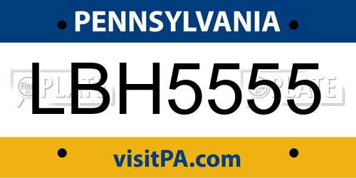LBH5555 Pennsylvania License Plate