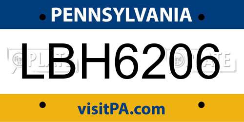 LBH6206 Pennsylvania License Plate