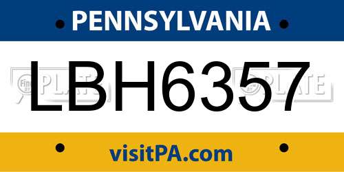 LBH6357 Pennsylvania License Plate