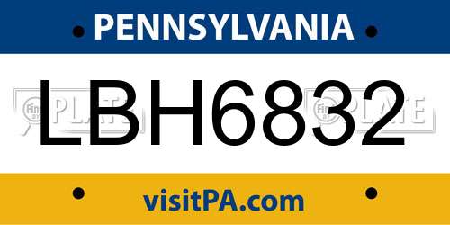 LBH6832 Pennsylvania License Plate