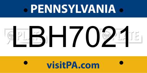 LBH7021 Pennsylvania License Plate
