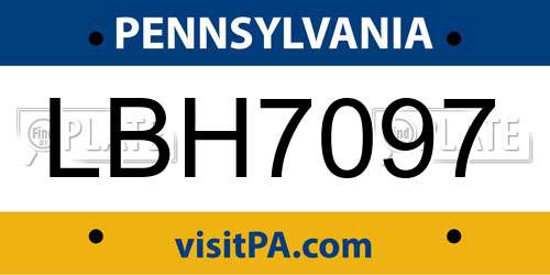 LBH7097 Pennsylvania License Plate