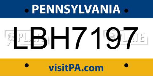 LBH7197 Pennsylvania License Plate