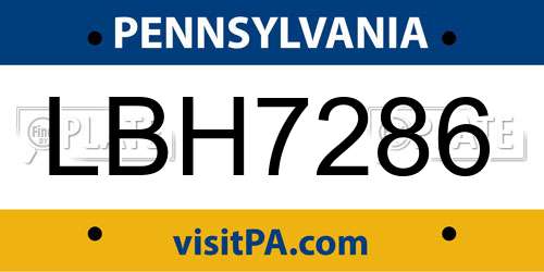LBH7286 Pennsylvania License Plate