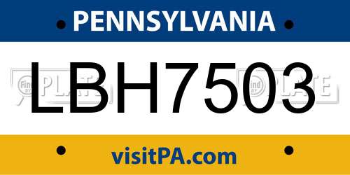 LBH7503 Pennsylvania License Plate