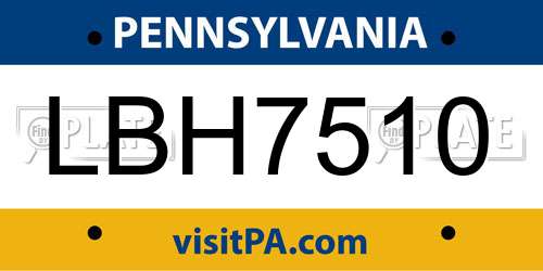 LBH7510 Pennsylvania License Plate