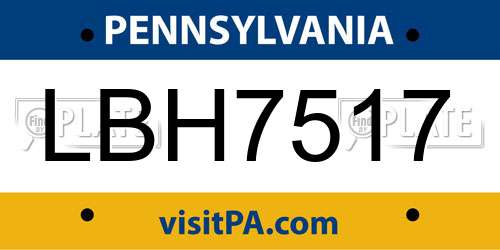 LBH7517 Pennsylvania License Plate