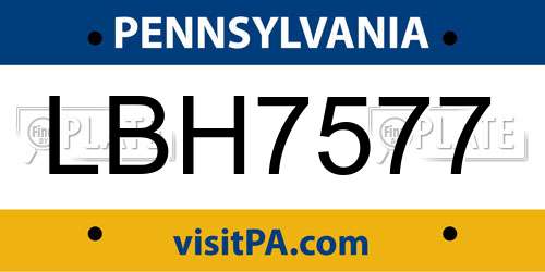 LBH7577 Pennsylvania License Plate