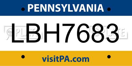 LBH7683 Pennsylvania License Plate