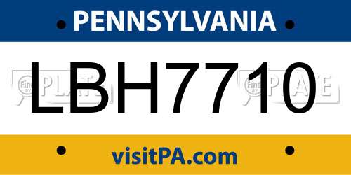 LBH7710 Pennsylvania License Plate
