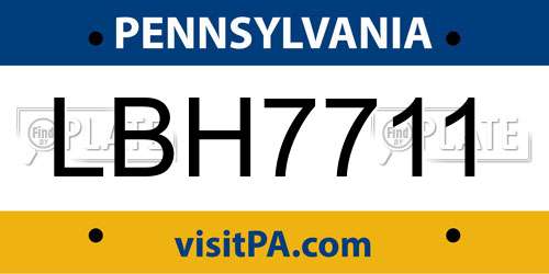 LBH7711 Pennsylvania License Plate