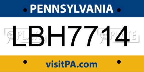 LBH7714 Pennsylvania License Plate