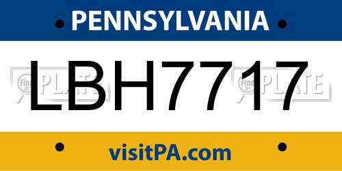 LBH7717 Pennsylvania License Plate