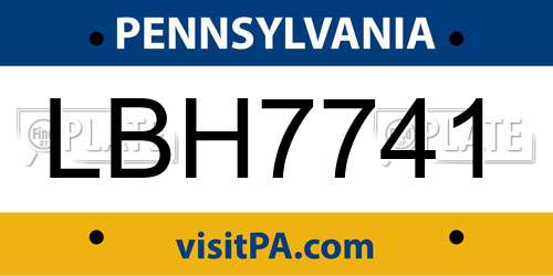 LBH7741 Pennsylvania License Plate