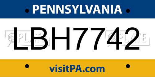 LBH7742 Pennsylvania License Plate