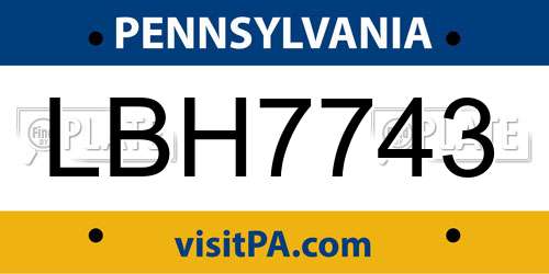LBH7743 Pennsylvania License Plate
