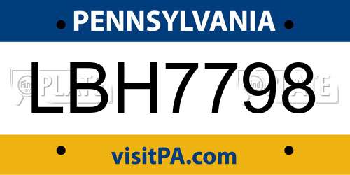 LBH7798 Pennsylvania License Plate