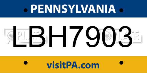 LBH7903 Pennsylvania License Plate