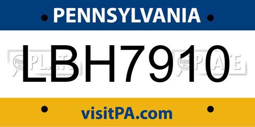 LBH7910 Pennsylvania License Plate