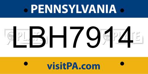 LBH7914 Pennsylvania License Plate