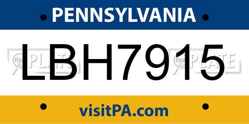 LBH7915 Pennsylvania License Plate