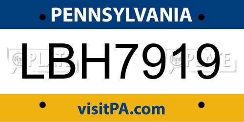 LBH7919 Pennsylvania License Plate