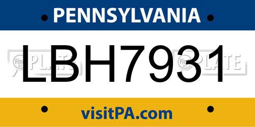 LBH7931 Pennsylvania License Plate