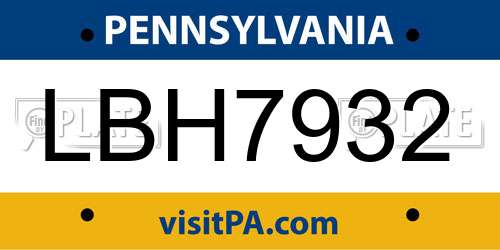 LBH7932 Pennsylvania License Plate