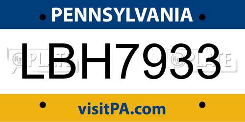LBH7933 Pennsylvania License Plate
