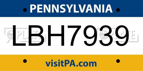LBH7939 Pennsylvania License Plate