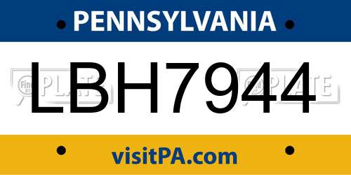 LBH7944 Pennsylvania License Plate