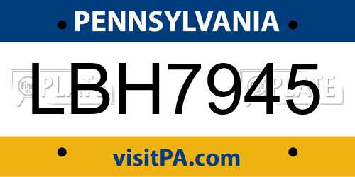 LBH7945 Pennsylvania License Plate