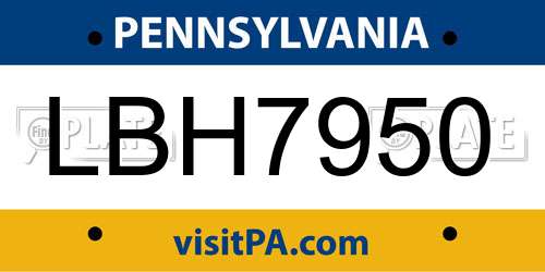 LBH7950 Pennsylvania License Plate
