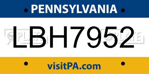 LBH7952 Pennsylvania License Plate