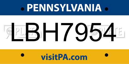 LBH7954 Pennsylvania License Plate