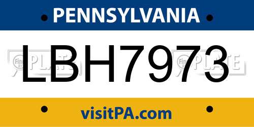 LBH7973 Pennsylvania License Plate