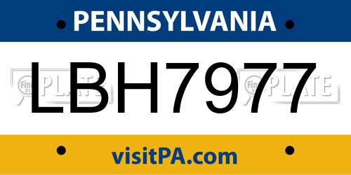 LBH7977 Pennsylvania License Plate