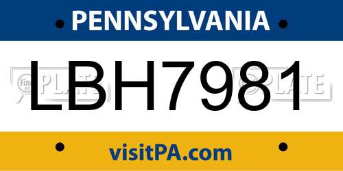 LBH7981 Pennsylvania License Plate