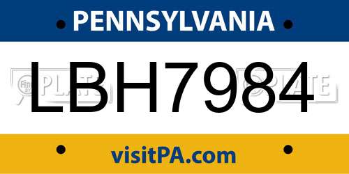 LBH7984 Pennsylvania License Plate