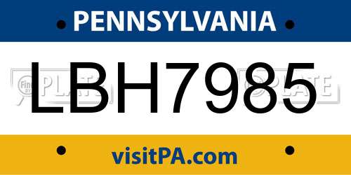 LBH7985 Pennsylvania License Plate