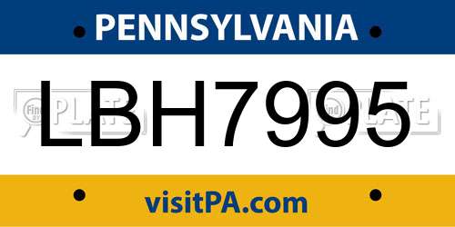 LBH7995 Pennsylvania License Plate