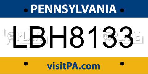 LBH8133 Pennsylvania License Plate