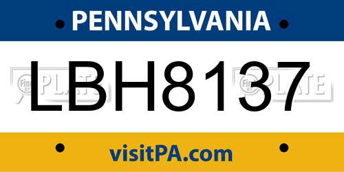LBH8137 Pennsylvania License Plate
